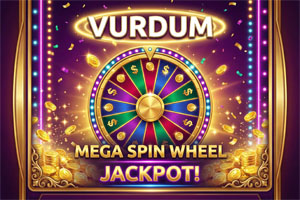 Vurdum, Mega Spin Çarkı oyununda farklı ödül segmentlerine ayrılmış büyük bonus çarkı